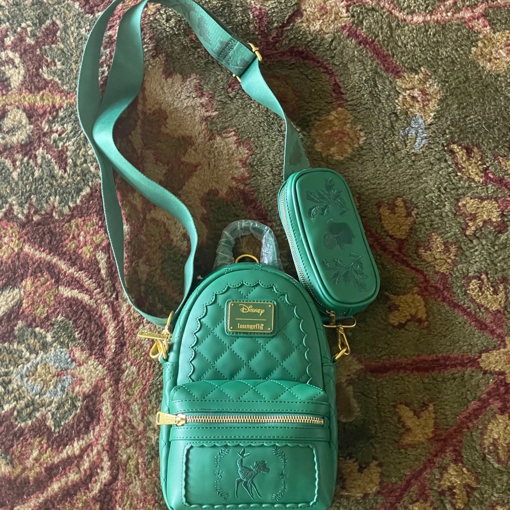 Loungefly Disney Green Quilted Crossbody